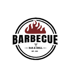 Barbecue Vintage Logo Concept Grill With Fire