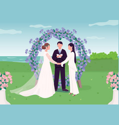 Wedding Ceremony For Lesbian Couple Flat Color