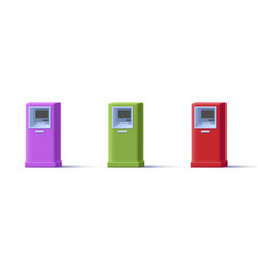 Colorful Atm Bank Cash Machine In Different Color