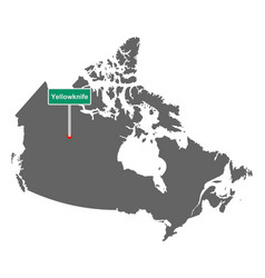 Place Name Sign Yellowknife At Map Canada