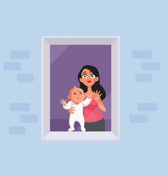 Sad Mom And Baby In Self-isolation During