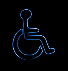 Isolated Icon Of Disabled Person With Neon Effect