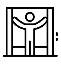 Man Holds Elevator Doors Icon Outline Style