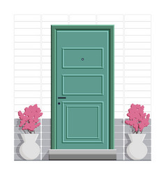 Green Entrance Door Is Classic With A Handle