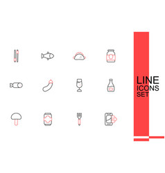 Set Line Food Ordering On Mobile Fork Soda Can