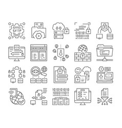 Ssh Sftp File Transfer Protocol Icons Set