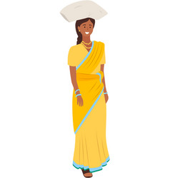 Young Cartoon Style Indian Woman In Traditional