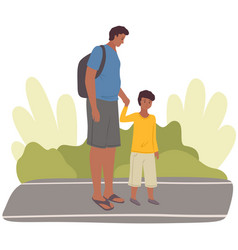 Family Walk Together Dad And Son Leisure Activity