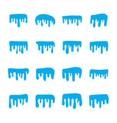 Blue Paint Drip Set Element Isolated