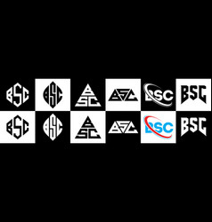 Bsc Letter Logo Design In Six Style Polygon