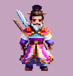 Japanese Samurai Warrior Pixel Art Character For 8