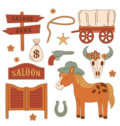 Set Of Isolated Wild West Flat Icons