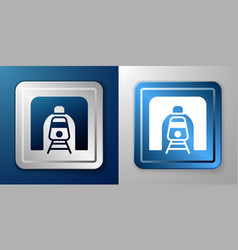 White Train In Railway Tunnel Icon Isolated