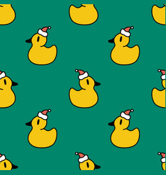 Xmas Groovy Yellow Bath Duck Santa Hat Funny