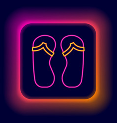 Glowing Neon Line Flip Flops Icon Isolated