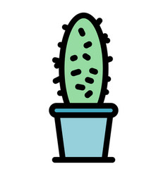 House Cactus Pot Icon Flat