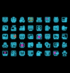 Smart Tv Box Icons Set Neon