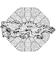 Zentangle Dragon On Mandala For Coloring Hand