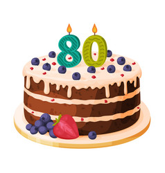 Candle On Birthday Cake With 80 Number Age