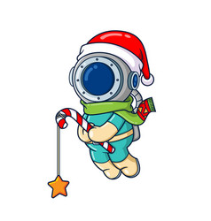 Diver Is Holding A Candy Cane And Twine The Star