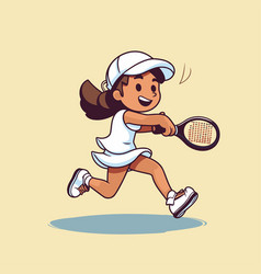 Cartoon Of A Little Girl Playing Tennis