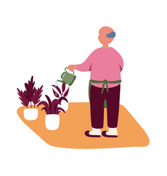 Eldery Man Care Plants In Home Activity Free Form