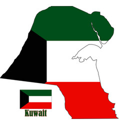 Kuwait Map And Flag