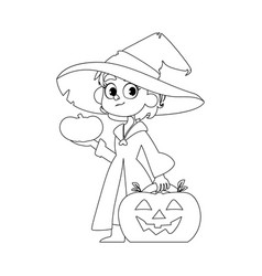 A Young Girl Dressed As Witch Is Excitedly