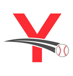 Baseball Logo On Letter Y Concept With Moving