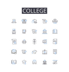 College Line Icons Collection University