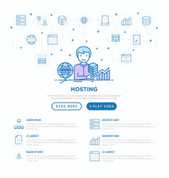 Hosting Concept With Thin Line Icons Vps