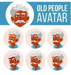 Indian Old Man Avatar Set Face Emotions