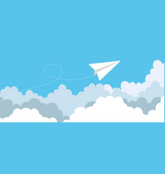 Paper Plane Flying Between Clouds Modern