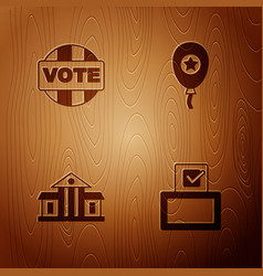 Set Vote Box White House And Balloons On Wooden