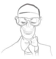 Skull Dressed In Classic Suit And Bow Line