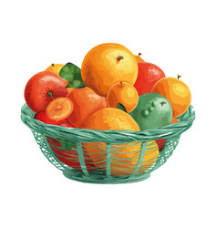 A Wicker Basket Full Of Juicy Fruit