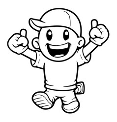 Cartoon Little Boy In A Cap And Shorts