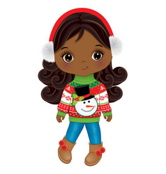 Cute Little Black Girl In Christmas Sweater