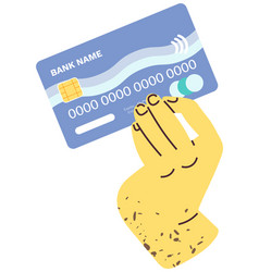 Human Hand Holding Credit Or Debit Card Online