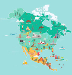 North America Map Tourist And Travel Landmarks