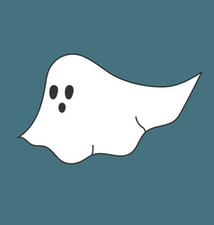 Simple Hand Drawn Flying Ghost On Pale Blue