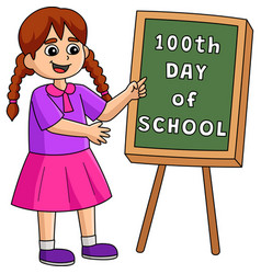 100th Day Of School Student Girl Cartoon Clipart