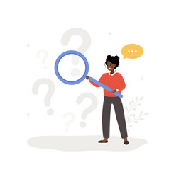 Faq Concept African Woman With Magnifying Glass