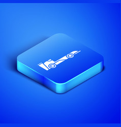 Isometric Formula Race Car Icon Isolated On Blue