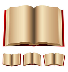 Open Red Books With Old Beige Pages