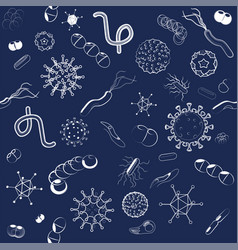 Seamless Pattern Bacteria Microbes And Viruses