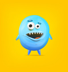 Cartoon Funny Blue Alien Monster Isolated