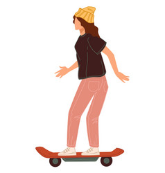 Teenage Girl Balancing On Skateboard Urban Life