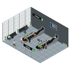 People Waiting Baggage Isometric