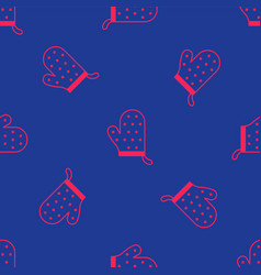 Red Oven Glove Icon Isolated Seamless Pattern